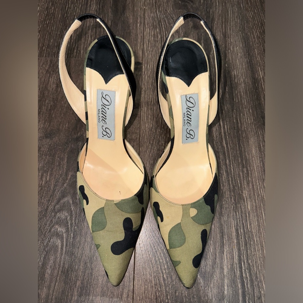 Diane B. Slingback Camo Heels size 39.5 Eu/ 9 US Preloved